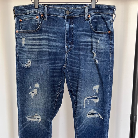 American Eagle Outfitters AirFlex 360 Ripped Skinny Jean Men’s 40x30 - Picture 3 of 10